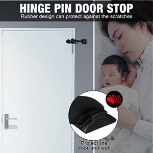 48 Pieces Hinge Pin Door Stops Satin Brushed Door Stopper Adjustable Heavy Duty Hinge Door Stopper with Rubber Bumper Tips (Black)