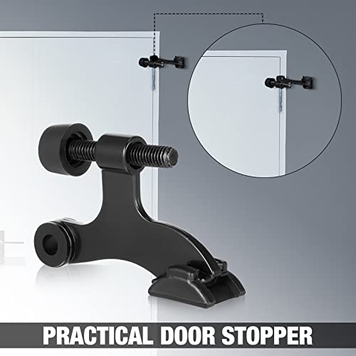 48 Pieces Hinge Pin Door Stops Satin Brushed Door Stopper Adjustable Heavy Duty Hinge Door Stopper with Rubber Bumper Tips (Black)