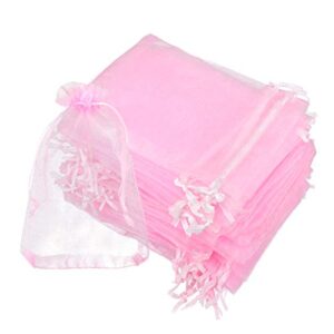100Pcs Organza Bags,4x6" Wedding Favor Bags with Drawstring,Sheer Organza Pouches for Jewelry,Gift,Bathroom Soaps (10x15cm Pink)