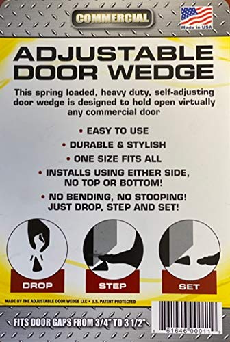 Heavy Duty Adjustable Spring Loaded Commercial Door Stop–This Self-Adjusting Door Wedge will Hold Open the Heaviest of Industrial Doors | Fits Door Gaps ¾ - 3½ | Made In The USA | Veteran Manufacturer