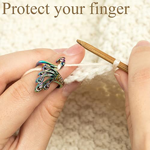 J.CARP 8 Pcs Adjustable Knitting Crochet Loop Ring, Braided Knitting Ring Yarn Guide Finger Holder for Mother Grandma Thanksgiving Presents