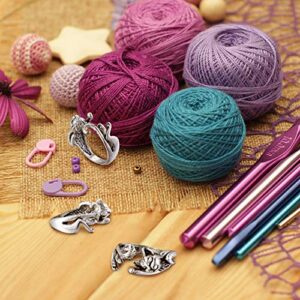 3 Pieces Adjustable Knitting Loop Rings Woven Rings Open Finger Holder Crochet Knitting Loop Accessories Cute Cat Shape Yarn Guide Holder for Hand Weaving Hook Line Supplies