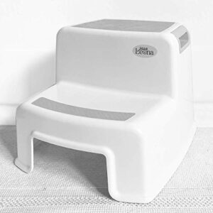 dual height 2 step stool for kids | slip resistant soft grip toddler’s stool for potty training and use in the bathroom or kitchen | bpa free for comfort and safety (1 pack, grey)