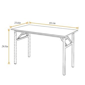 Need Computer Desk Office Desk 55 inches Folding Table Computer Table Workstation No Install Needed,Teak Black AC5BB-140X