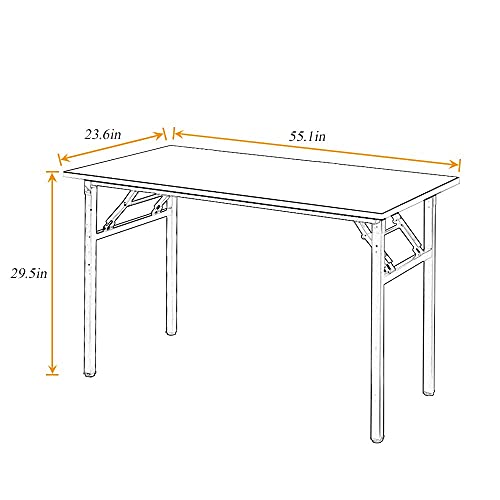 Need Computer Desk Office Desk 55 inches Folding Table Computer Table Workstation No Install Needed,Teak Black AC5BB-140X