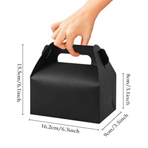 Lainrrew 30 Pcs Gable Candy Treat Boxes, Small Goodie Boxes Christmas Party Favor Boxes Kraft Paper Gift Box for Christmas Party Decorations Birthday Party Favors (Black)