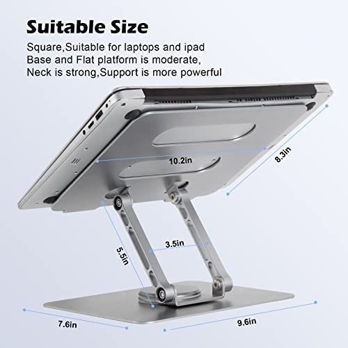 Swivel Laptop Stand, 360 Degrees Adjustable Laptop Holder, Angle Height Adjustable Laptop Stand for Laptop up to 17 inches, Compatible for MacBook Pro/Air, Dell，HP，Google Pixelbook,Surface,ASUS(Grey)