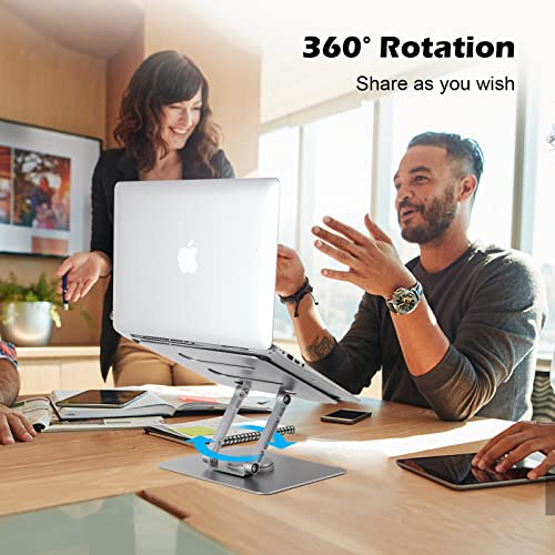 Swivel Laptop Stand, 360 Degrees Adjustable Laptop Holder, Angle Height Adjustable Laptop Stand for Laptop up to 17 inches, Compatible for MacBook Pro/Air, Dell，HP，Google Pixelbook,Surface,ASUS(Grey)