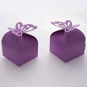 WHITEEN POP Purple Wedding Party Favors Treat Boxes - Small Bachelorette Bridal Shower Mother Day Party Candy Treat Gift Wrapping Boxes Baby Shower Birthday Party Packaging Boxes Supplies, 50Ct