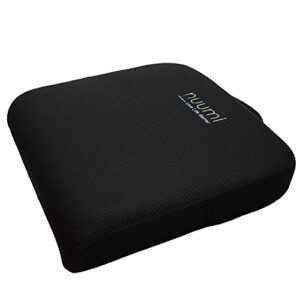 nuumi extra large memory foam seat cushion with lint roller for easy care, washable covers & carry handle – comfort cushion for office, car & wheelchair – improves posture & circulation