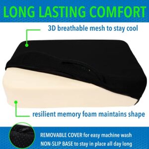 nuumi Extra Large Memory Foam Seat Cushion with Lint Roller for Easy Care, Washable Covers & Carry Handle - Comfort Cushion for Office, Car & Wheelchair - Improves Posture & Circulation