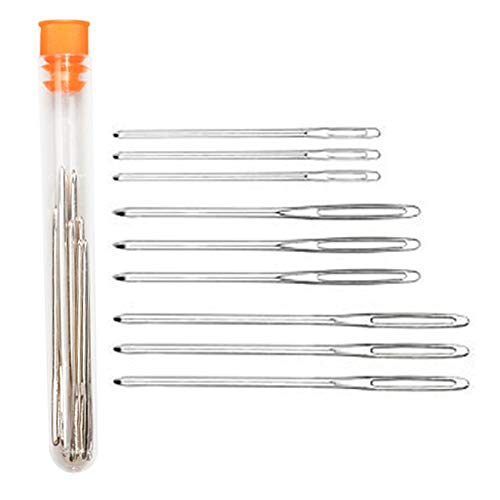 Hekisn Large-Eye Blunt Needles, Stainless Steel Yarn Knitting Needles, Sewing Needles, Crafting Knitting Weaving Stringing Needles,Perfect for Finishing Off Crochet Projects (9 Pieces)