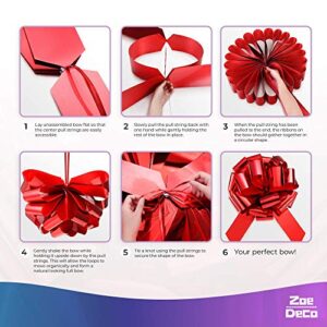 Zoe Deco Big Car Bow (Red, 18 inch), Gift Bows, Giant Bow for Car, Birthday Bow, Huge Car Bow, Car Bows, Big Red Bow, Bow for Gifts, Christmas Bows for Cars, Gift Wrapping, Big Gift Bow