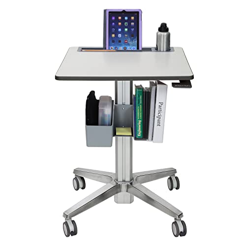 Ergotron – LearnFit Mobile Standing Desk, Rolling Laptop Sit Stand Desk – Tall, Grey