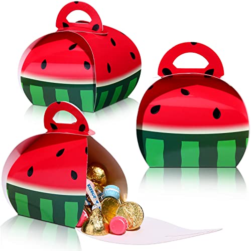 36 Pieces Watermelon Candy Treat Box Fruit Party Favors Goodie Boxes 3D Large Watermelon Gift Boxes Watermelon Party Decorations Supplies for Summer Themed Birthday Baby Shower Wedding Pool Party