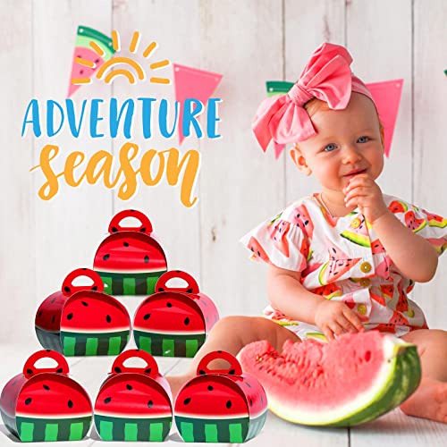 36 Pieces Watermelon Candy Treat Box Fruit Party Favors Goodie Boxes 3D Large Watermelon Gift Boxes Watermelon Party Decorations Supplies for Summer Themed Birthday Baby Shower Wedding Pool Party