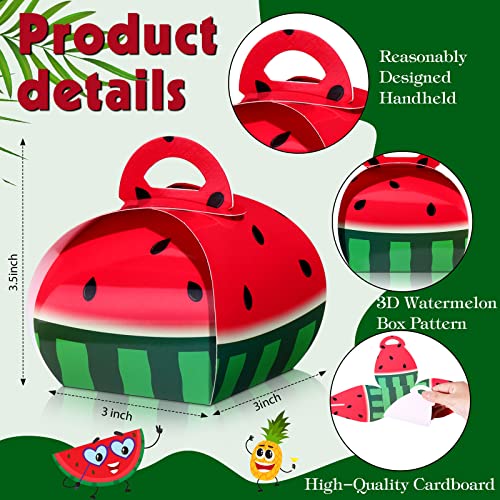 36 Pieces Watermelon Candy Treat Box Fruit Party Favors Goodie Boxes 3D Large Watermelon Gift Boxes Watermelon Party Decorations Supplies for Summer Themed Birthday Baby Shower Wedding Pool Party