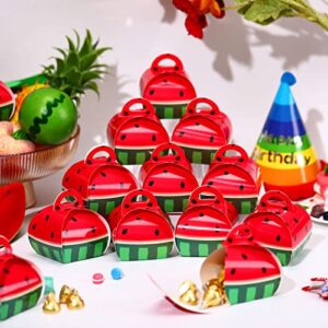 36 Pieces Watermelon Candy Treat Box Fruit Party Favors Goodie Boxes 3D Large Watermelon Gift Boxes Watermelon Party Decorations Supplies for Summer Themed Birthday Baby Shower Wedding Pool Party