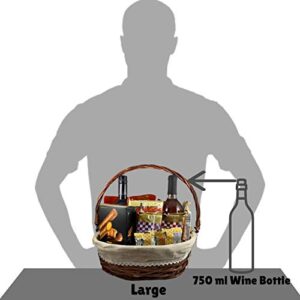 Trebisky Wicker Basket with Cello Wrap, Complete DIY Gift Set include Heat Shrink Cellophane Bags and Ribbons, Empty Basket for Wine, Picnic, Storage, Food, Easter, Christmas, Birthday (Brown 3PK)