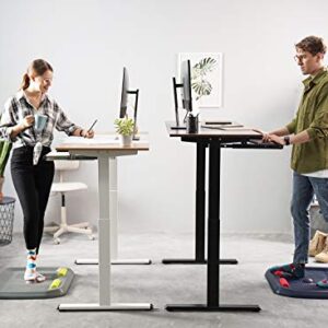 FEZIBO Dual Motor Height Adjustable Electric Standing Desk with Keyboard Tray, 48 x 24 Inch Sit Stand Table with Splice Board, Black Frame/Rustic Brown and Black Top