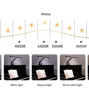 AETEE Piano Lights for Upright Grand Digital Professional Led Piano Lamp Eye-Care 5 Levels Color Temperatures 5 Levels Dimming Aluminum Body with Steady Base Home