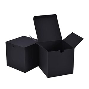 nignya 4x4x4 gift boxes, small gift boxes 50 pcs, black kraft paper box with lid for party favor, ornaments, bridesmaid proposal, bakery cookies,candle boxes packaging