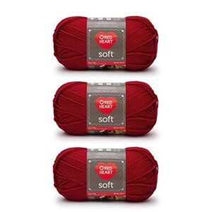 red heart soft yarn, 3 pack, really red 3 count