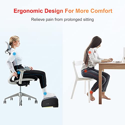 Comfier Heated Foot Rest for Under Desk at Work&Foot Warmer,Adjustable Ergonomic Foot Stand,Office Chair&Home Gaming Desk Footstool,Memory Foam Support Cushion for Back Pain Relief,Gifts for Men,Women