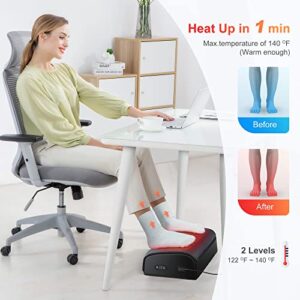 Comfier Heated Foot Rest for Under Desk at Work&Foot Warmer,Adjustable Ergonomic Foot Stand,Office Chair&Home Gaming Desk Footstool,Memory Foam Support Cushion for Back Pain Relief,Gifts for Men,Women