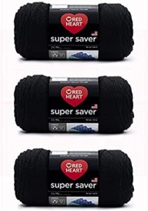 red heart super saver yarn, 3 pack, black 3 count