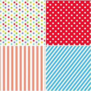 WRAPAHOLIC Wrapping Paper Roll - Stripes and Polka Dots Print with Cut Lines for Birthday, Holiday, Baby Shower - 4 Rolls - 30 inch X 120 inch Per Roll