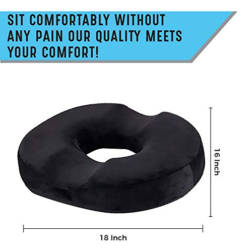 ZIRAKI Donut Pillow Tailbone Seat Cushion - Orthopedic Design | Coccyx Memory Foam Pillow Contoured Luxury Comfort, Pain Relief for Hemorrhoids, Prostate, Pregnancy, Post Natal Sciatica Surgery