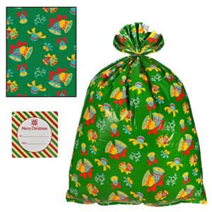 JOYIN 6 Pieces Christmas Giant Goody Gift Bags, Jumbo Size 43” X 36”, W/ Tie & Name Card Assortment for Holiday Treats, Oversize Xmas Gifts, Heavy Duty Party Favor Supplies, Christmas Goodie Large Bags