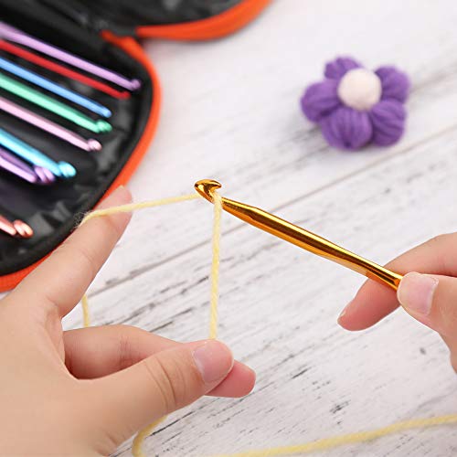 IMZAY 54 Pcs Crochet Needles Set, Crochet Hooks Kit with Storage Case, Ergonomic Knitting Needles Blunt Needles Stitch Marker DIY Hand Knitting Craft Art Tools for Beginners