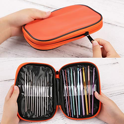 IMZAY 54 Pcs Crochet Needles Set, Crochet Hooks Kit with Storage Case, Ergonomic Knitting Needles Blunt Needles Stitch Marker DIY Hand Knitting Craft Art Tools for Beginners