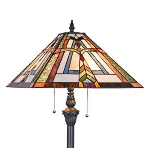 Thatyears Tiffany Floor Lamp 2-Light 16" Wide Mission Antique Style Stained Glass Lampshade for Living Room Bedroom