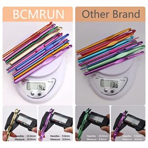 BCMRUN 14 pcs Multicolor Aluminum Crochet Hooks Knitting Needles Craft Yarn 2-10mm …