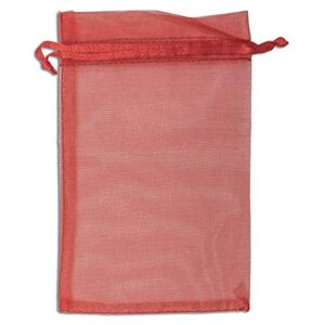 TheDisplayGuys 100-Pack 3x4 Red Sheer Organza Gift Bags with Drawstring, Jewelry Candy Treat Wedding Party Favors Mesh Pouch