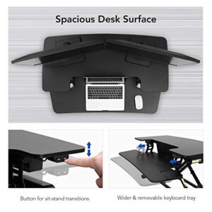 FLEXISPOT Motorized Standing Desk Converter 35" Wide Electric Stand up Desk Riser for Monitor and Laptop,Black Height Adjustable Desk for Home Office