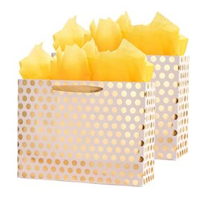 Bobobag 2 Pack 16.5" Extra Large Gift Bags with Tissue Paper for Presents (Gold Polka dot)