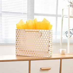 Bobobag 2 Pack 16.5" Extra Large Gift Bags with Tissue Paper for Presents (Gold Polka dot)