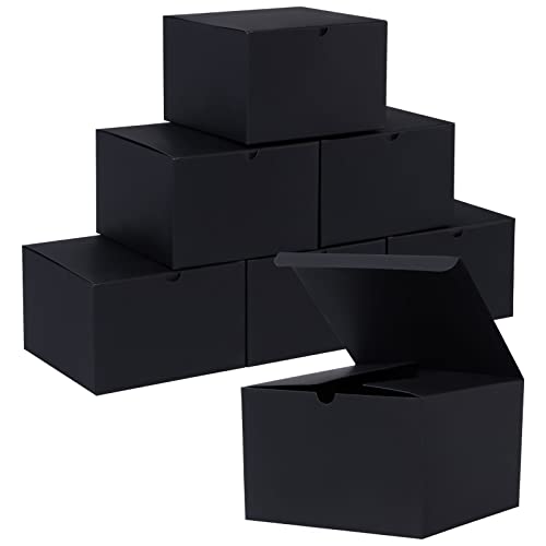 NIGNYA Black Gift Boxes, 20 pcs Large Gift Boxes with Lids Bridesmaid Proposal Box Weddings Party for Presents, 6x6x4 inch, Easy Assemble