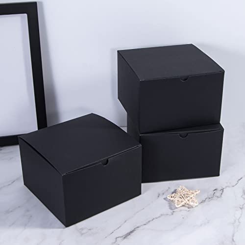 NIGNYA Black Gift Boxes, 20 pcs Large Gift Boxes with Lids Bridesmaid Proposal Box Weddings Party for Presents, 6x6x4 inch, Easy Assemble