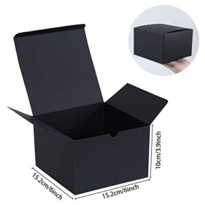 NIGNYA Black Gift Boxes, 20 pcs Large Gift Boxes with Lids Bridesmaid Proposal Box Weddings Party for Presents, 6x6x4 inch, Easy Assemble