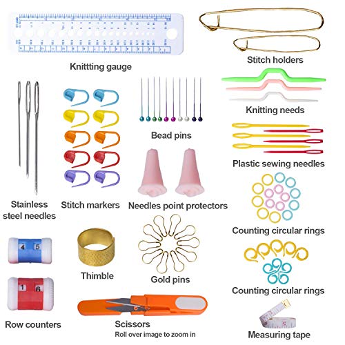 AFSTEE 109Pcs Crochet Hooks Set, Knitting Supplies Crochet Kit for Beginners with Case, Multicolor Aluminum Ergonomic Yarn Knitting Needles Sewing Tools Crochet Accessories