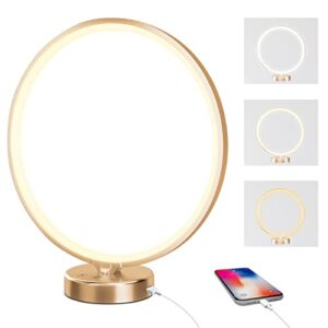 doraubia light therapy lamp,10000 lux uv free sun lamp with touch & remote control, desk lamp with stepless brightness, timer and 3 color temperatures (gold)