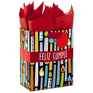 hallmark vida 9″ medium spanish gift bag with tissue paper for birthday (feliz cumple)