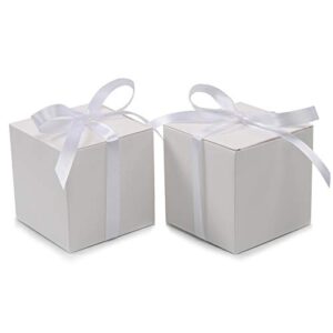 cotopher 60pcs small gift boxes, favor boxes 2x2x2 inches paper gift boxes with ribbons candy box for wedding favors baby shower bridal shower birthday party (white)