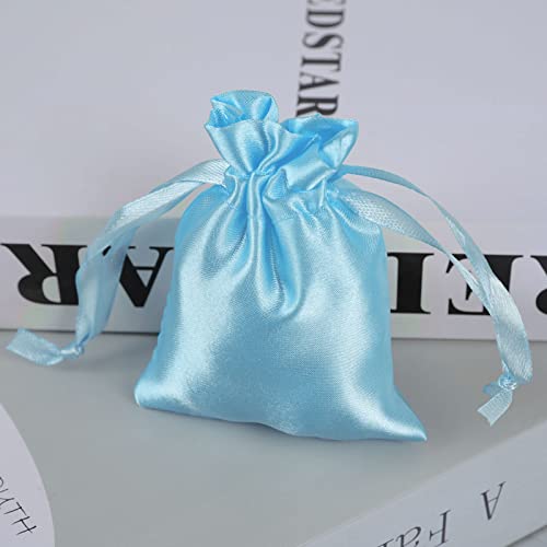 SENNAUX Satin Gift Bag 25PCS/50PCS/100PCS Satin Drawstring Bags Jewelry Bags Smooth Soft Silk Bags Satin Pouches for Baby Shower Wedding Party Favors Festival Christmas Valentine's Day (7x9 Inch (Pack of 25), Blue)