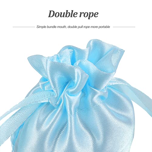 SENNAUX Satin Gift Bag 25PCS/50PCS/100PCS Satin Drawstring Bags Jewelry Bags Smooth Soft Silk Bags Satin Pouches for Baby Shower Wedding Party Favors Festival Christmas Valentine's Day (7x9 Inch (Pack of 25), Blue)